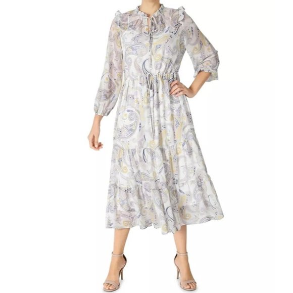 JULIA JORDAN Printed Chiffon Midi Dress - NWT - Size 4 - Picture 1 of 6